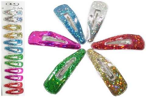 Assorted Color Glitter Snap Clip HSC99S