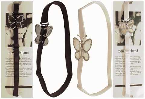 Black And White Bra Strap Headband With Butterfly HW2125BW
