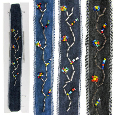 Denim Beaded Hair Wrap HW2498C