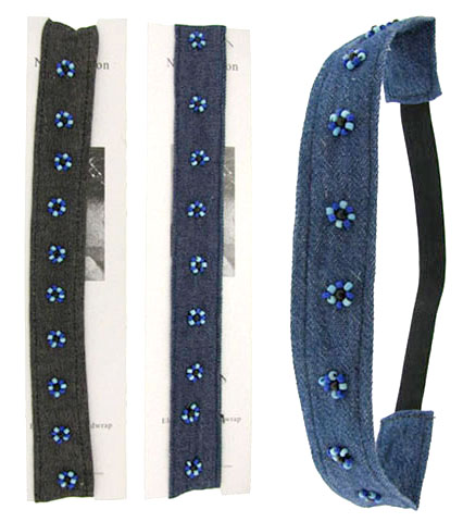 Bead Accented Denim Hair Wrap HW2664