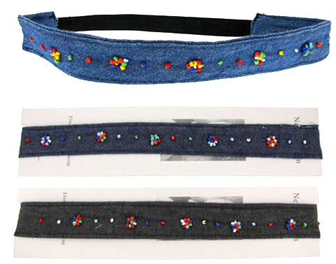 Denim & Seed Bead Hair Wrap HW2665