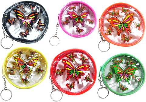 Clear Vinyl Butterfly Key Chain Purse KC1346