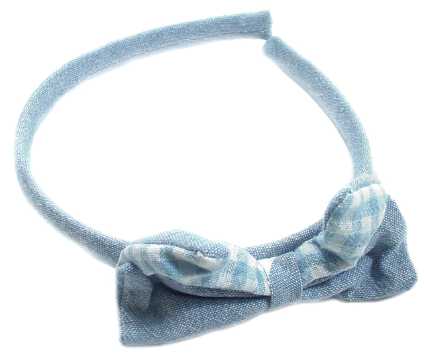 Gingham & Denim Bow Head Band KHBK310