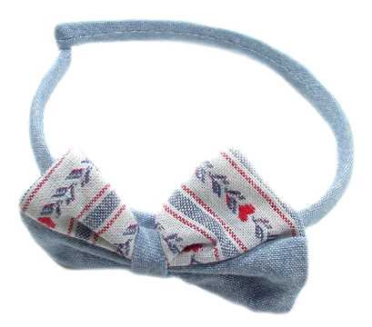 Print & Denim Bow Head Band KHBK318