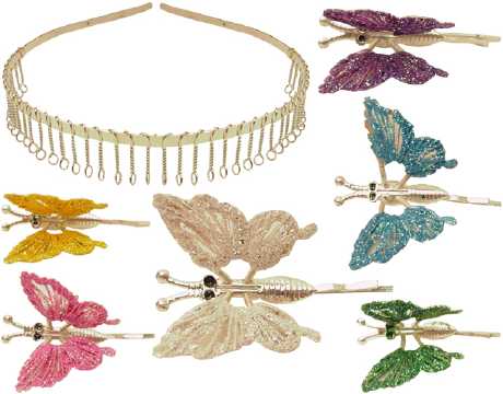 Wire Headband & Butterfly Bobby Pin Set KHBKBP9322A