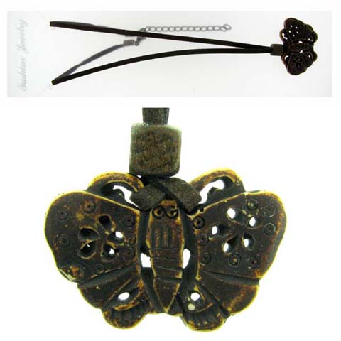 Leather Necklace With Butterfly Pendant N2606