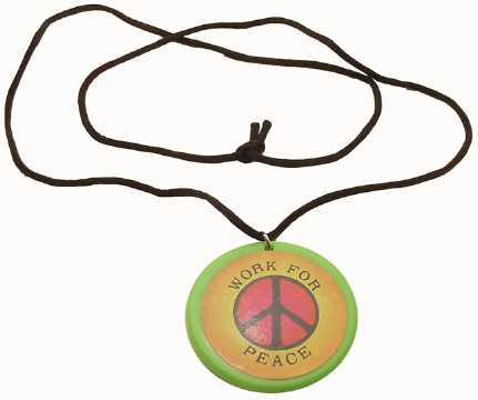 "WORK FOR PEACE" Peace Sign Necklace N88