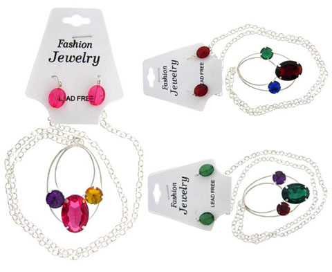 Gemstone Look Necklace Earring Set NE434A