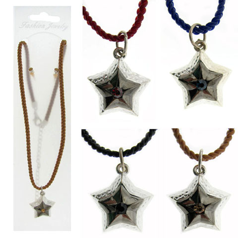 Braided Cord Star Pendant Necklace Earring Set NE7517