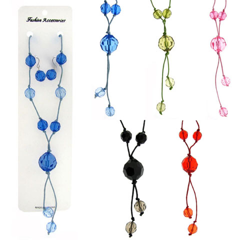 Assorted Color Acrylic Bead Necklace Earring Set NE9025A