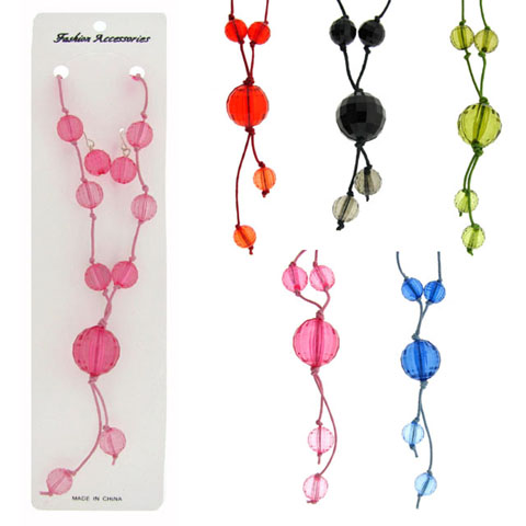 Assorted Color Acrylic Bead Necklace Earring Set NE9026A