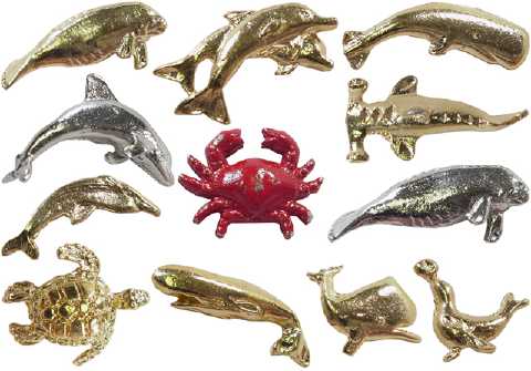 Assorted Gold & Silvertone Sealife Tac Pins P1S