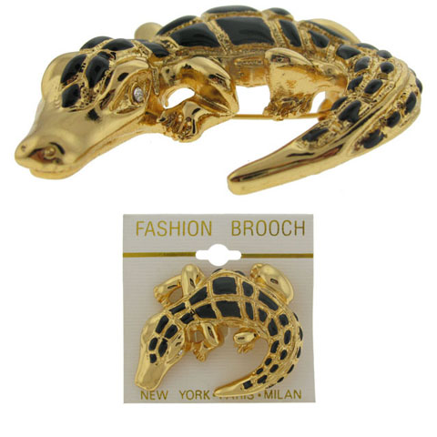 Goldtone Enameled Alligator Pin P2082