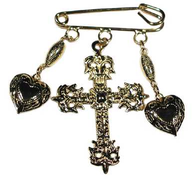 Goldtone Tiple Dangle Cross Pin P2302