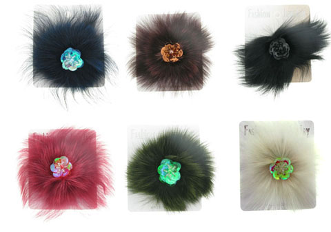 Assorted Color Rabbit Fur Pin P3211