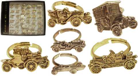 Gold & Silvertone Adjustable Assorted Cars Ring Unit R147