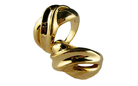 Goldtone Wave Pattern Ring R17962