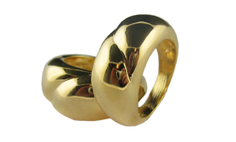 Goldtone Wave Pattern Ring R17978