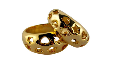 Goldtone Pierced Star Pattern Ring R18982