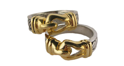 Gold & Silvertone Link Pattern Ring R19297B