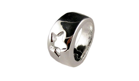 Silvertone Pierced Star Ring R19308A