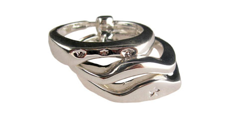 Silvertone Hinged Triple Ring R19309A