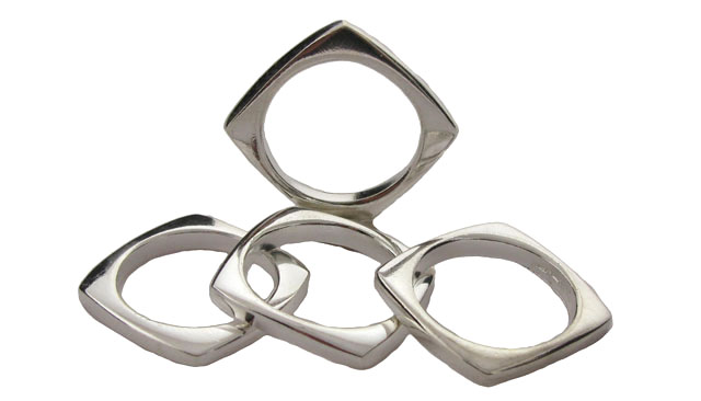 Silvertone Square Four Piece Ring R19311A