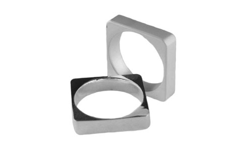 Silvertone Square Two Piece Ring R19312A