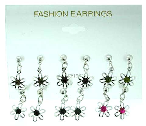 Multiple (6 Per Card) Crystal Flower Earring 6SX1766A