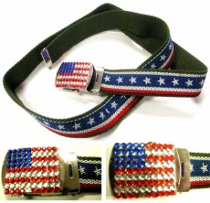 Jeweled American Flag Fabric Belt 6BLT99296