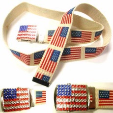 Jeweled American Flag Fabric Belt 6BLT99297