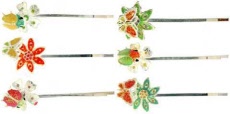 Silvertone and Enamel Flower and Bug Bobby Pin 6BP97064A