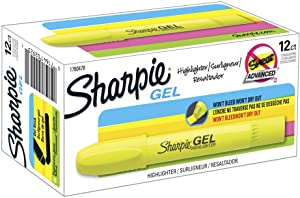 Sharpie Accent Gel Highlighter, Fluorescent Yellow, 12-Pack