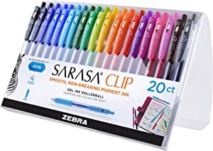 Zebra Pen Sarasa Clip Retractable Gel Ink Pens, Fine Point