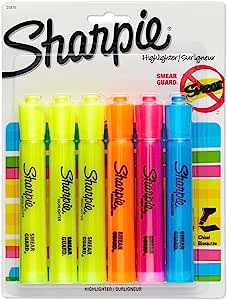 SHARPIE Accent Tank-Style Highlighters, 6 Colored Highlighte