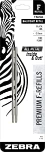Zebra F-Series Ballpoint Stainless Steel Pen Refill, Fine