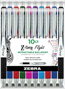 Zebra Pen Z-Grip Flight Retractable Ballpoint Pen,Bold Point
