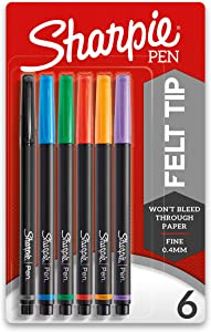 Sharpie 1976527 Pen, Fine Point, Assorted Colors, 6-Count