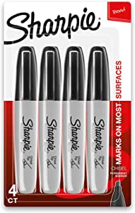 Sharpie 38264PP Permanent Markers, Chisel Tip, Black, 4 Coun
