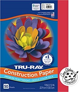 Tru-Ray Heavyweight Construction Paper, Holiday Red, 9"
