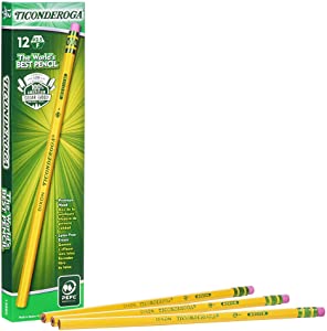 Ticonderoga Pencils, Wood-Cased #2.5 F Medium,Yellow,12-Pack
