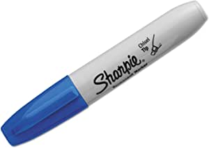 SHARPIE Permanent Markers, Broad, Chisel Tip, 12-Pack, Blue