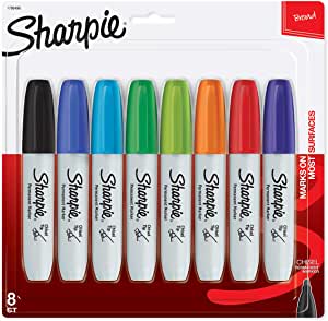 Sharpie Chisel Tip Permanent Marker, Assorted Colors, 8-Pack