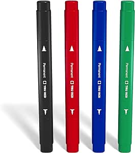 TRU RED Tr57828 Pen Permanent Markers, Twin Tip, Black Red