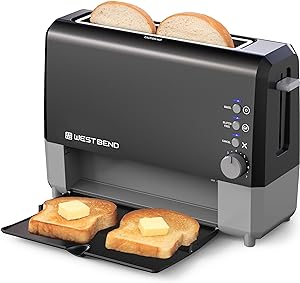 West Bend 77224 Toaster 2 Slice QuikServe Wide Slot Slide