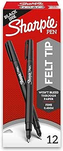 Sharpie Plastic Point Pen, 12-Count (Fine Point, Black)