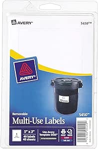 Avery 5450 Removable Print or Write Labels, 3" x 5"