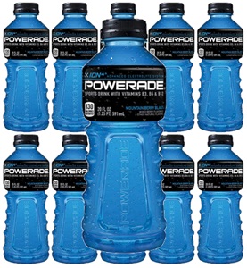 Powerade Blue, Mountain Berry Blast, 20 ounce, Pack of 10