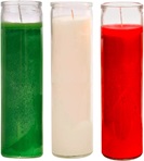 Prayer Candles - Green White and Red Wax Candle (3 Pack