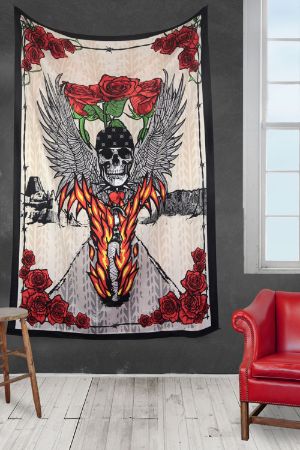 3D Fire Biker Tapestry 60x90 inch 6 pieces